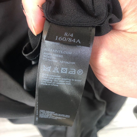 ALLSAINTS Anika Dress In Black V Neck LBD Size 4 Four $268 - Picture 11 of 12